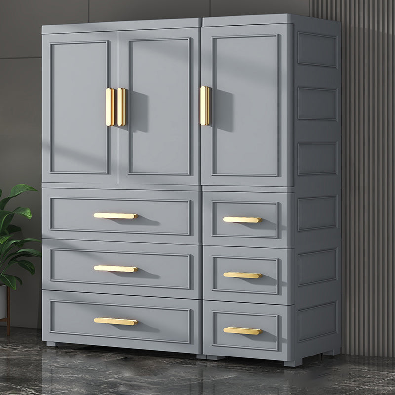 Modern Matte Bedroom Armoire Glossy Plastic Coat Locker with Doors