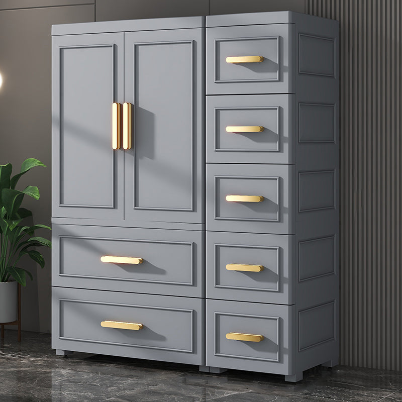 Modern Matte Bedroom Armoire Glossy Plastic Coat Locker with Doors