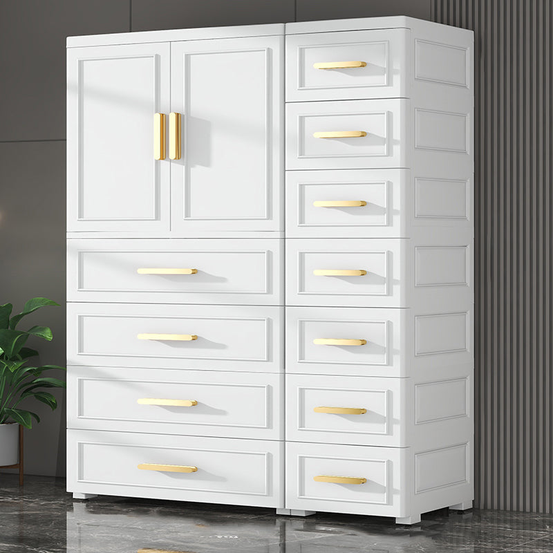 Modern Matte Bedroom Armoire Glossy Plastic Coat Locker with Doors