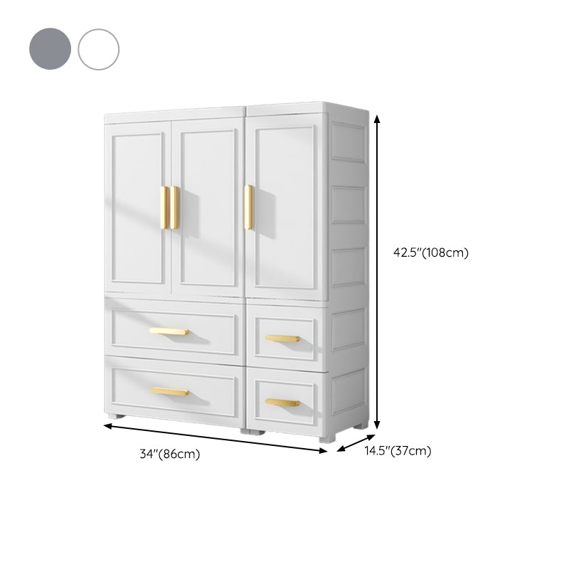 Modern Matte Bedroom Armoire Glossy Plastic Coat Locker with Doors