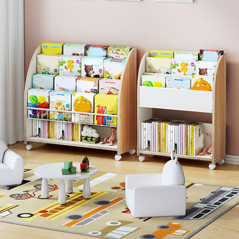 Modern Standard Bookcase Freestanding Standard Kids Bookcase with 4 Wheels