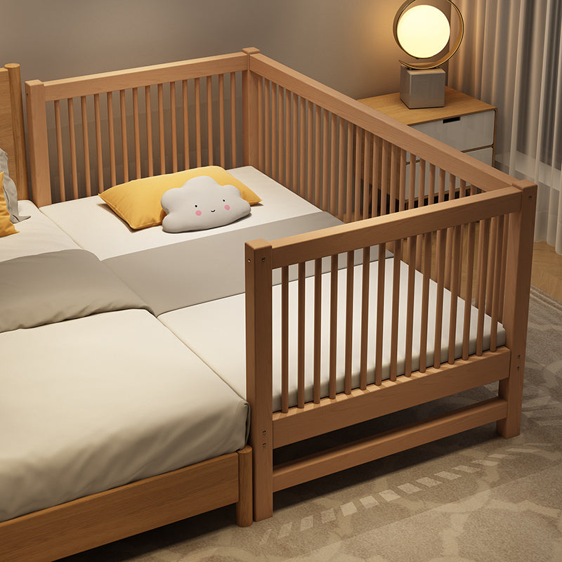 Convertible Nursery Crib Farmhouse Solid Wood Crib with Guardrail