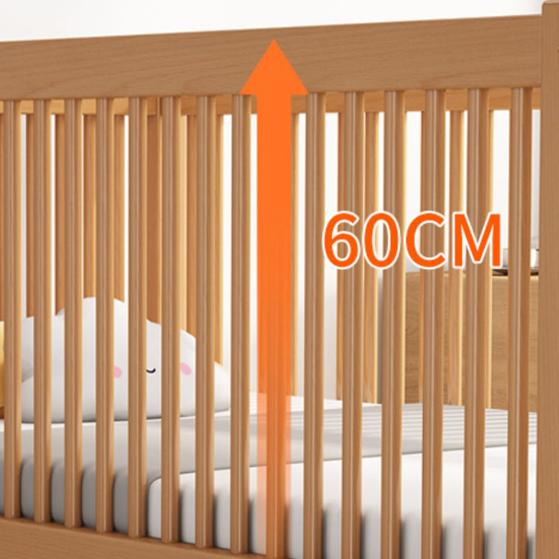 Convertible Nursery Crib Farmhouse Solid Wood Crib with Guardrail