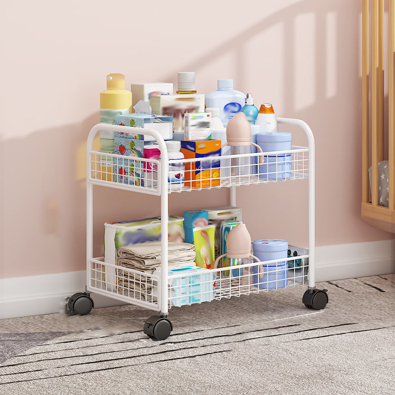 Metal Standard Bookcase with Wheels Children's Storage Bookshelf