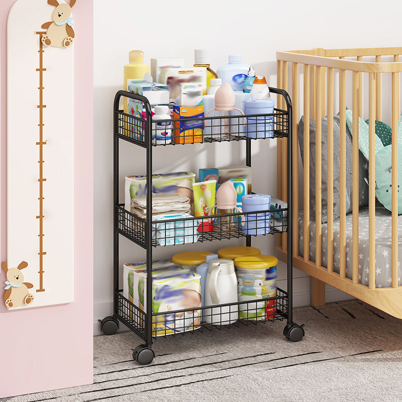 Metal Standard Bookcase with Wheels Children's Storage Bookshelf