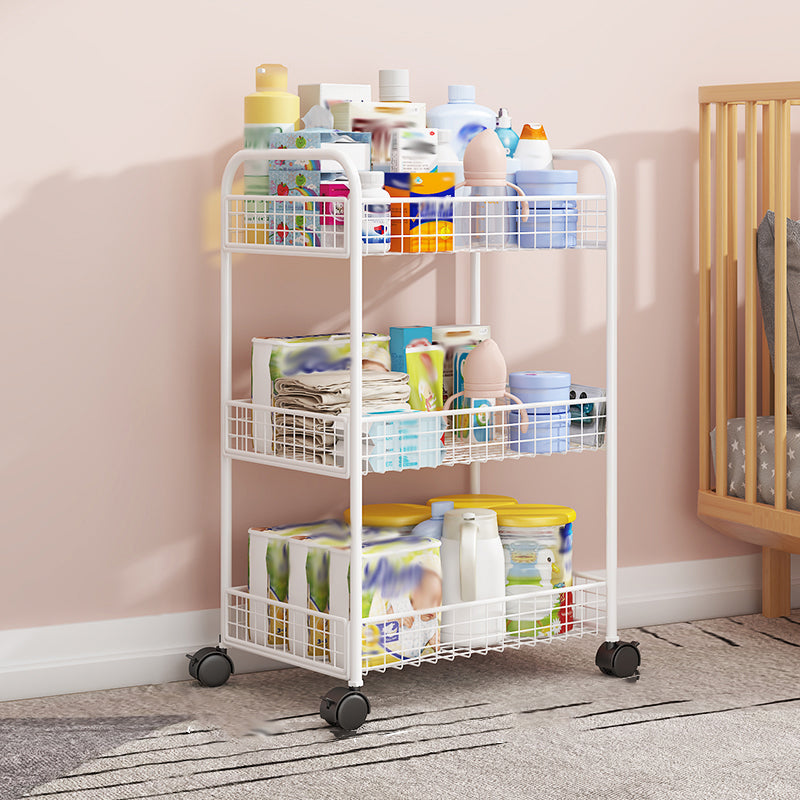 Metal Standard Bookcase with Wheels Children's Storage Bookshelf