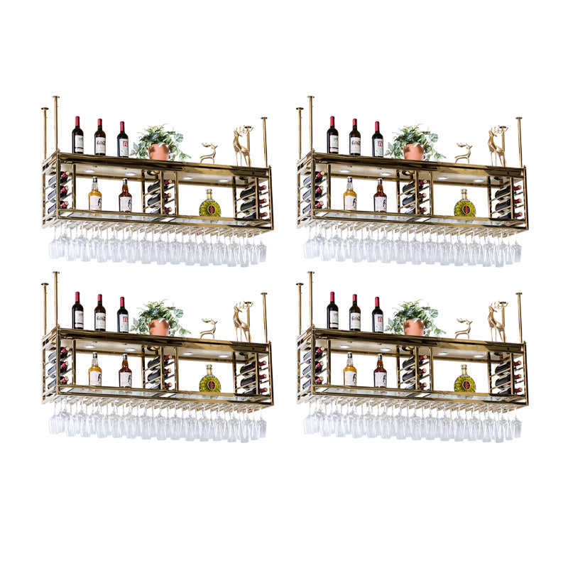 Glam Hanging Wine Rack Stainless Steel Wine Bottle & Glass Rack for Bar