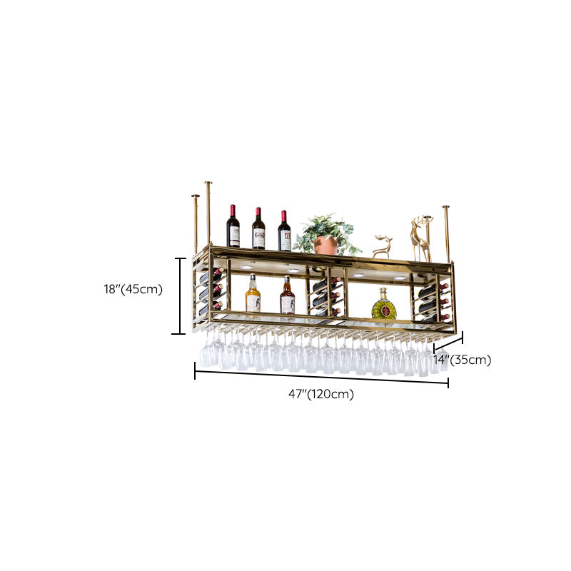 Glam Hanging Wine Rack Stainless Steel Wine Bottle & Glass Rack for Bar