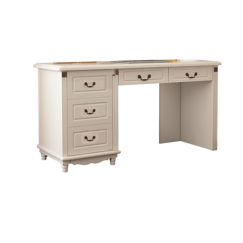 Wooden Writing Desk with Drawers and Solid Wood Base Modern Desk