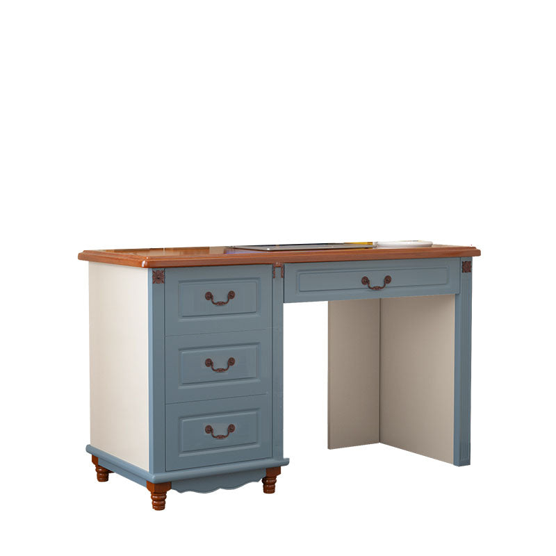 Wooden Writing Desk with Drawers and Solid Wood Base Modern Desk