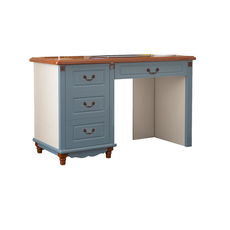 Wooden Writing Desk with Drawers and Solid Wood Base Modern Desk