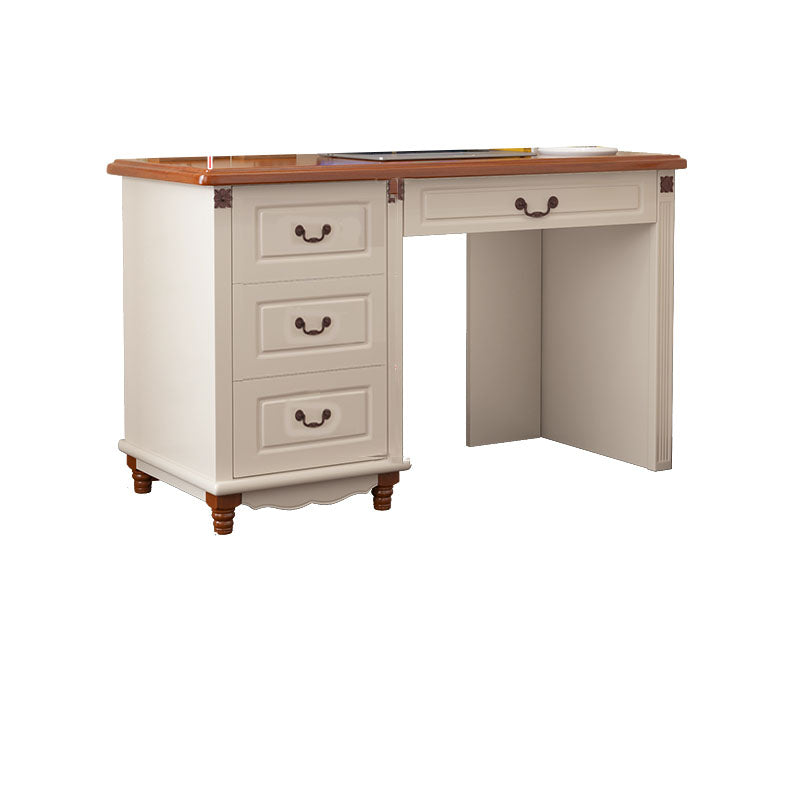 Wooden Writing Desk with Drawers and Solid Wood Base Modern Desk