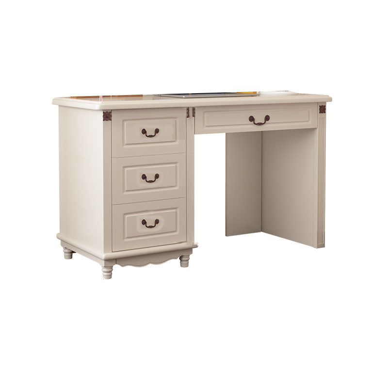 Wooden Writing Desk with Drawers and Solid Wood Base Modern Desk