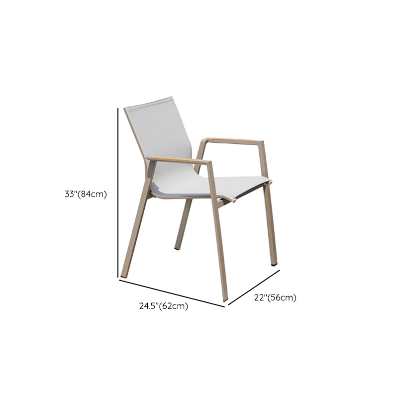 Aluminum Dining Armchair Contemporary Outdoor Chair in Gray Finish