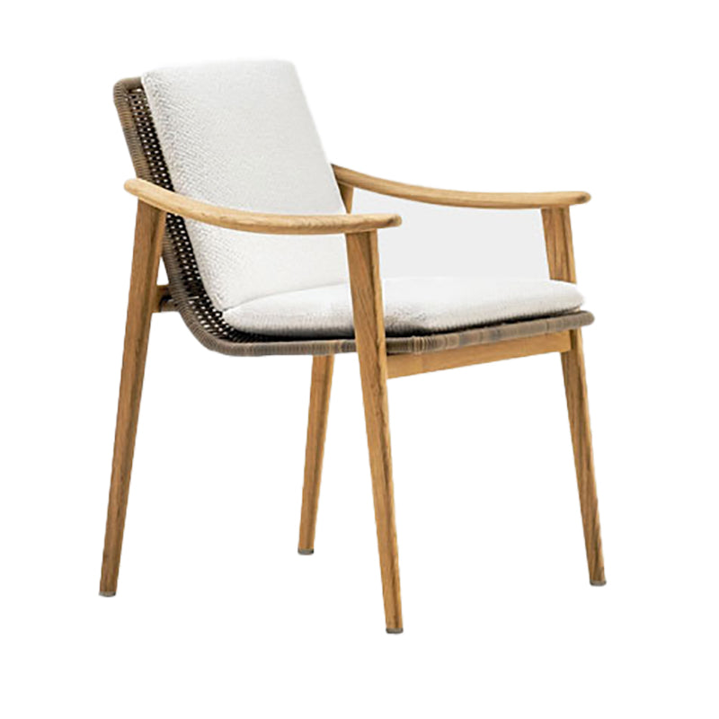 Teak Outdoor Chair Patio Dining Chair Contemporary Rattan Armchair