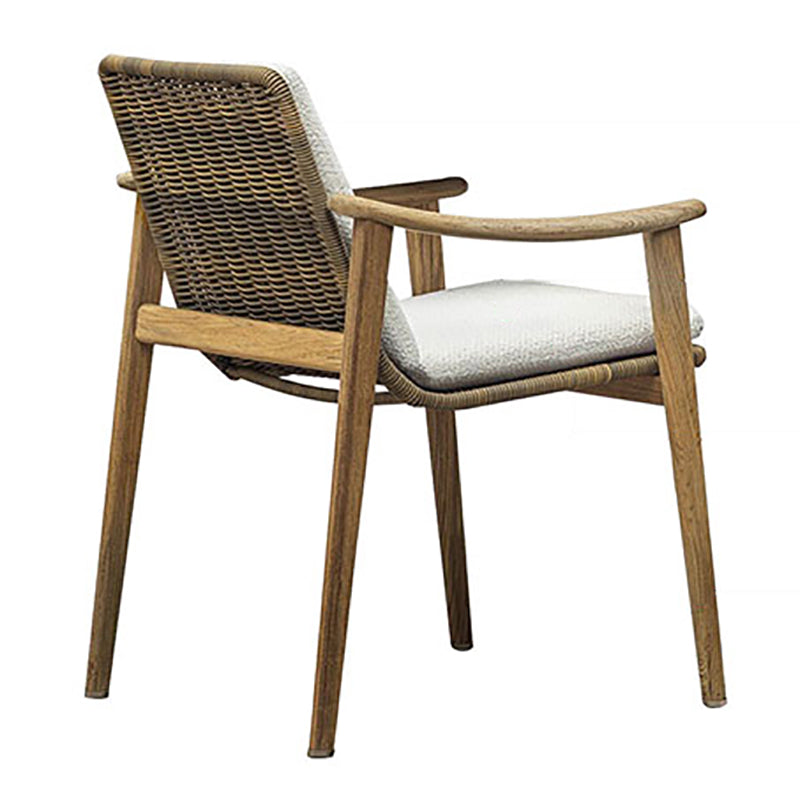 Teak Outdoor Chair Patio Dining Chair Contemporary Rattan Armchair