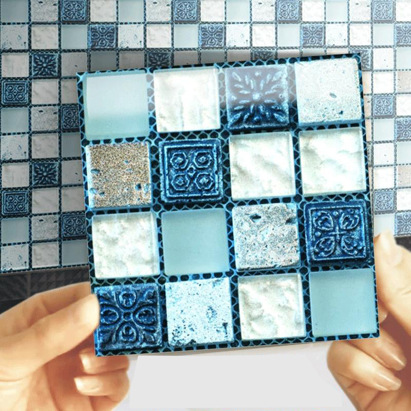 Square Mosaic Peel & Stick Tile Water-resistant Kitchen Backsplash Tiles