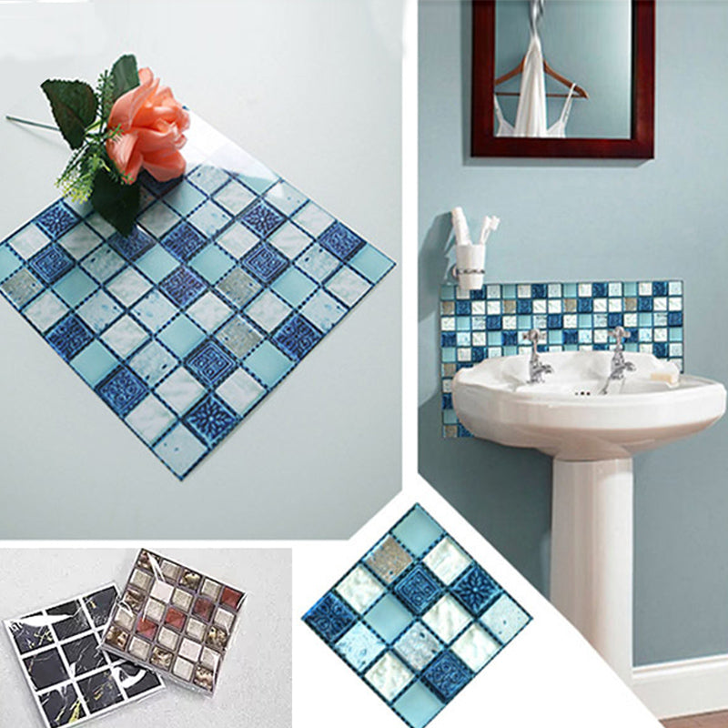 Square Mosaic Peel & Stick Tile Water-resistant Kitchen Backsplash Tiles