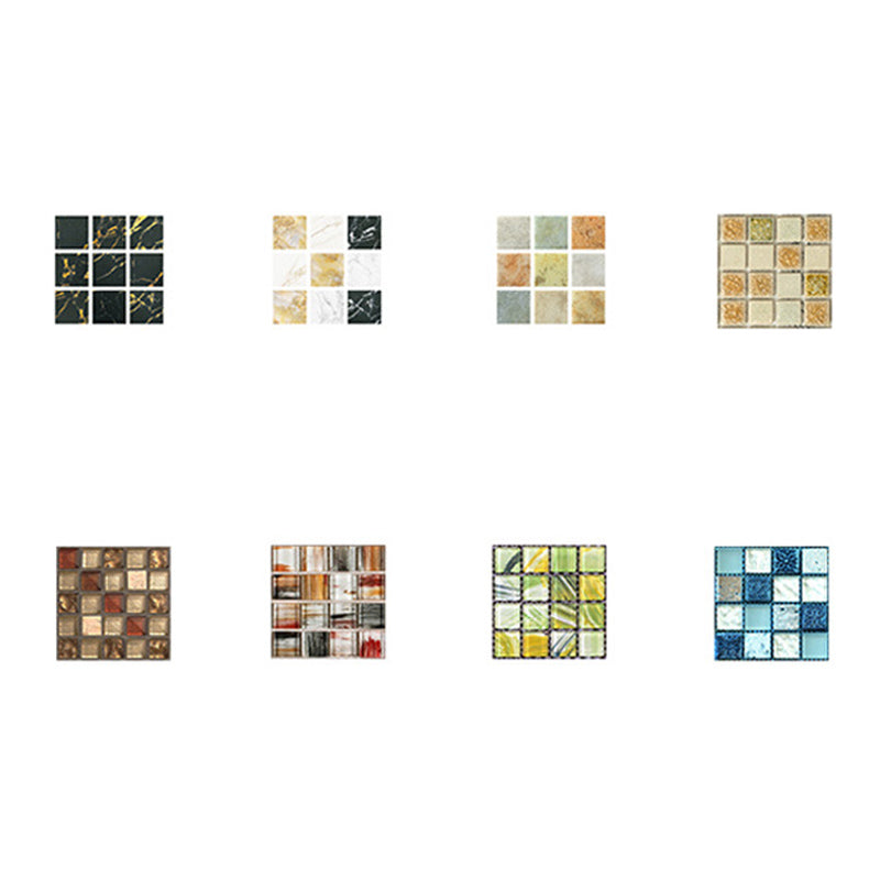 Square Mosaic Peel & Stick Tile Water-resistant Kitchen Backsplash Tiles