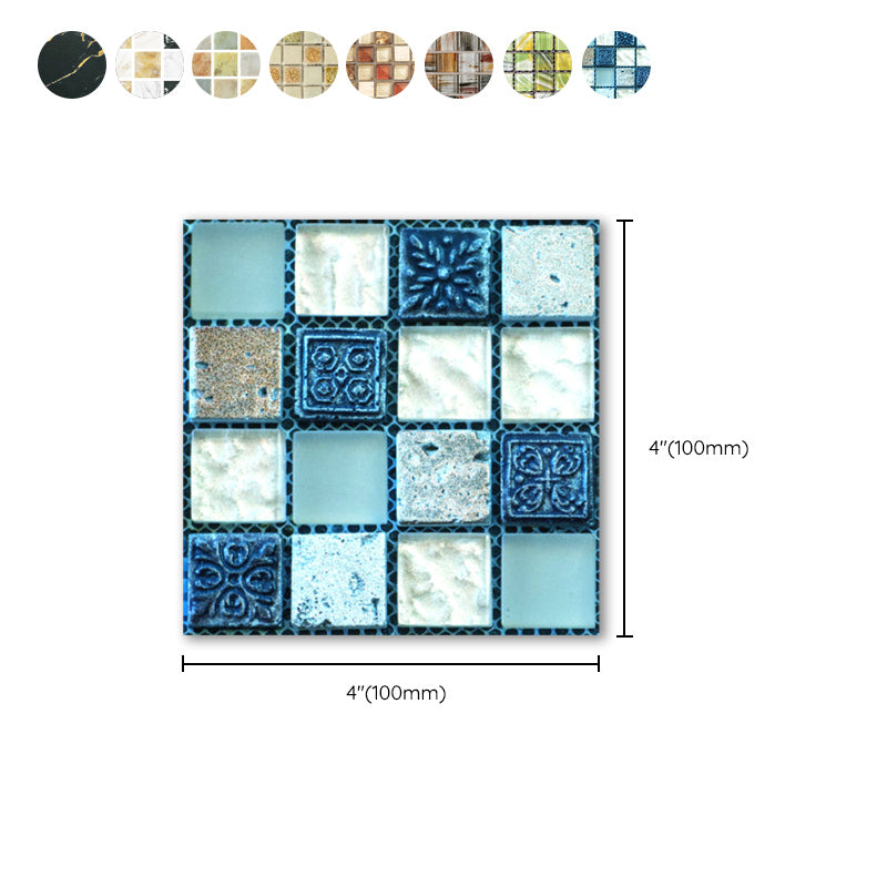 Square Mosaic Peel & Stick Tile Water-resistant Kitchen Backsplash Tiles