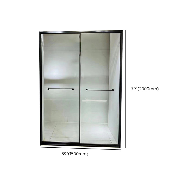 Tempered Glass Shower Bath Door Sliding Transparent Metal Framed Shower Door