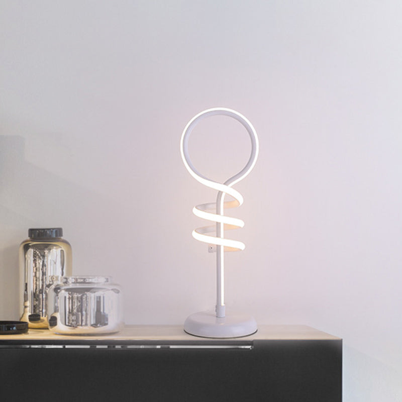 White Lollipop Desk Light Contemporary LED Acrylic Reading Lamp with Spiral Design in Warm/White Light