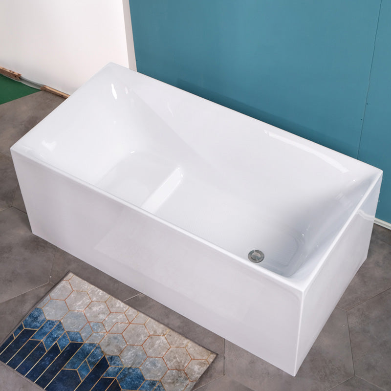 Antique Finish Bathtub Modern Rectangular Back to Wall Soaking Bath Tub