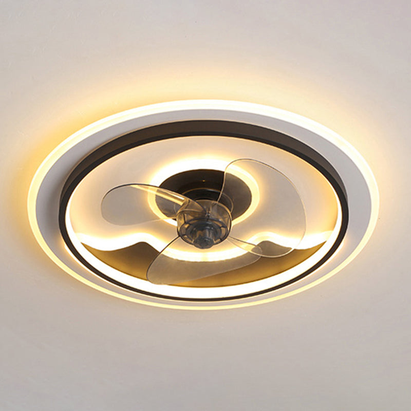 Round Modern Ceiling Fan Mount Metal and Acrylic LED Fan Ceiling Light