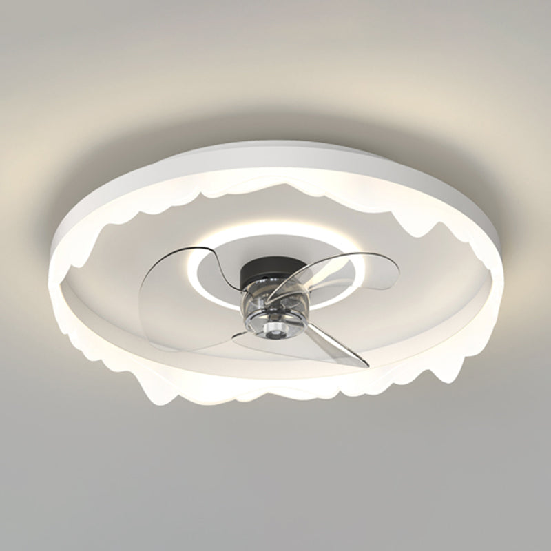 Round Modern Ceiling Fan Mount Metal and Acrylic LED Fan Ceiling Light