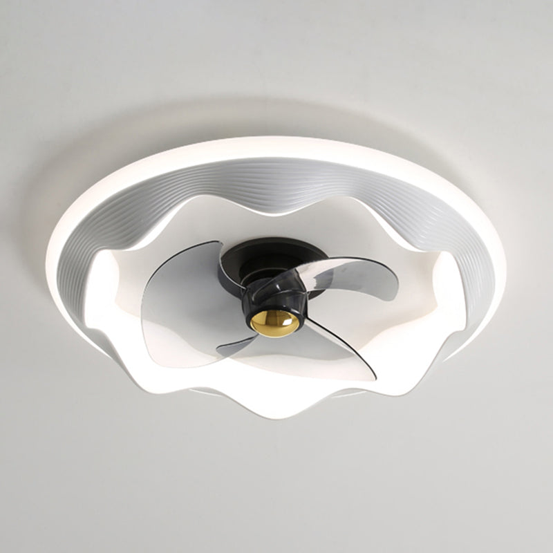 Round Modern Ceiling Fan Mount Metal and Acrylic LED Fan Ceiling Light