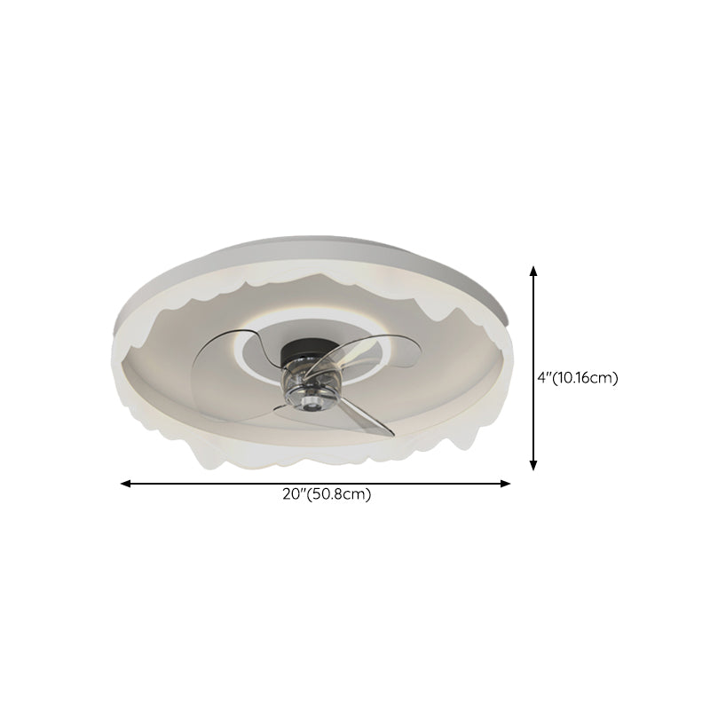 Round Modern Ceiling Fan Mount Metal and Acrylic LED Fan Ceiling Light