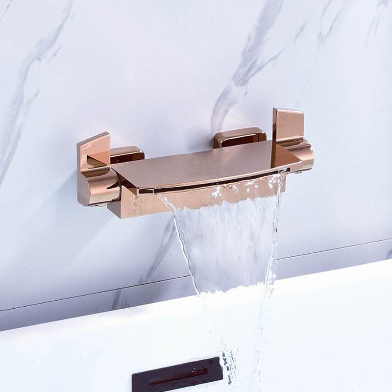 Brass Waterfall Spout Sink Faucet with 2-Handle Bathroom Faucet