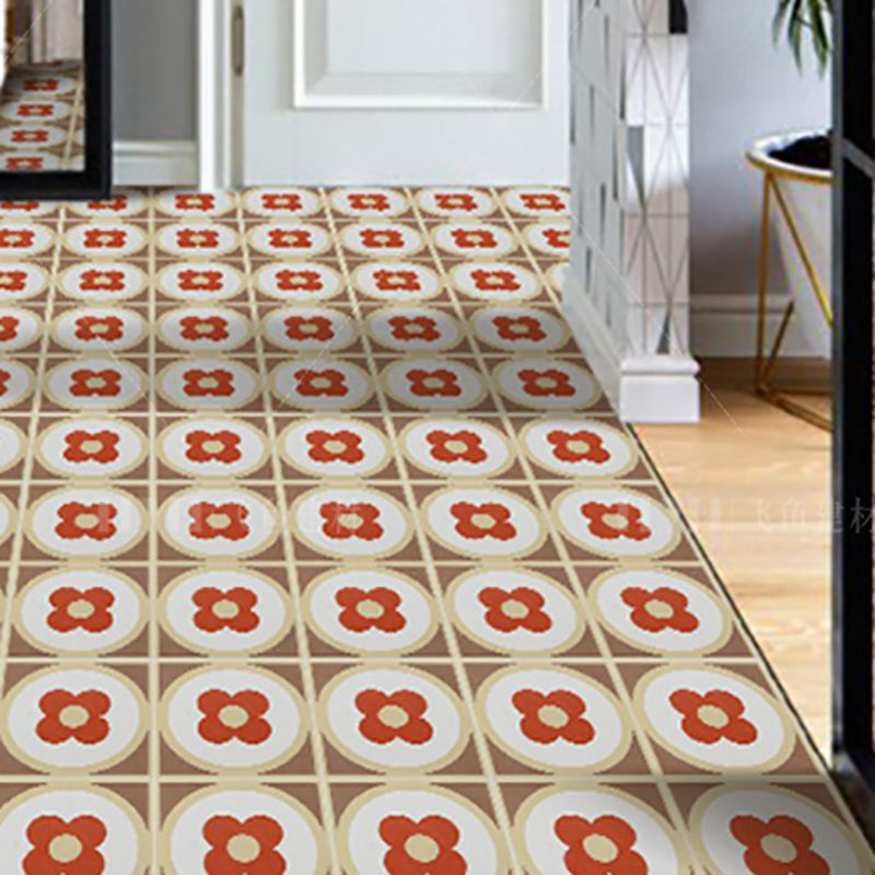 Modern Style Floor Tile Floral Print Square Straight Edge Waterproof Floor Tile