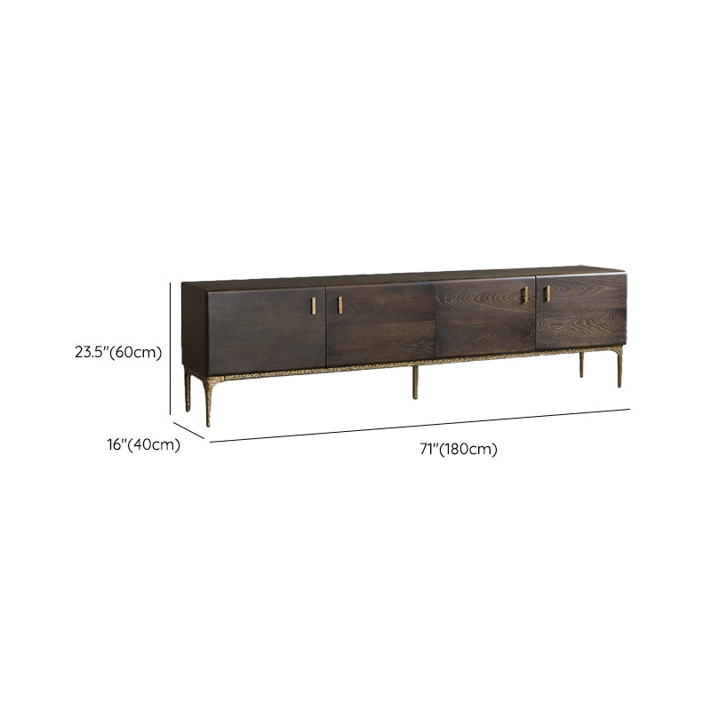 Glam Brown Media Console Wood TV Console with Metal Legs for Living Room