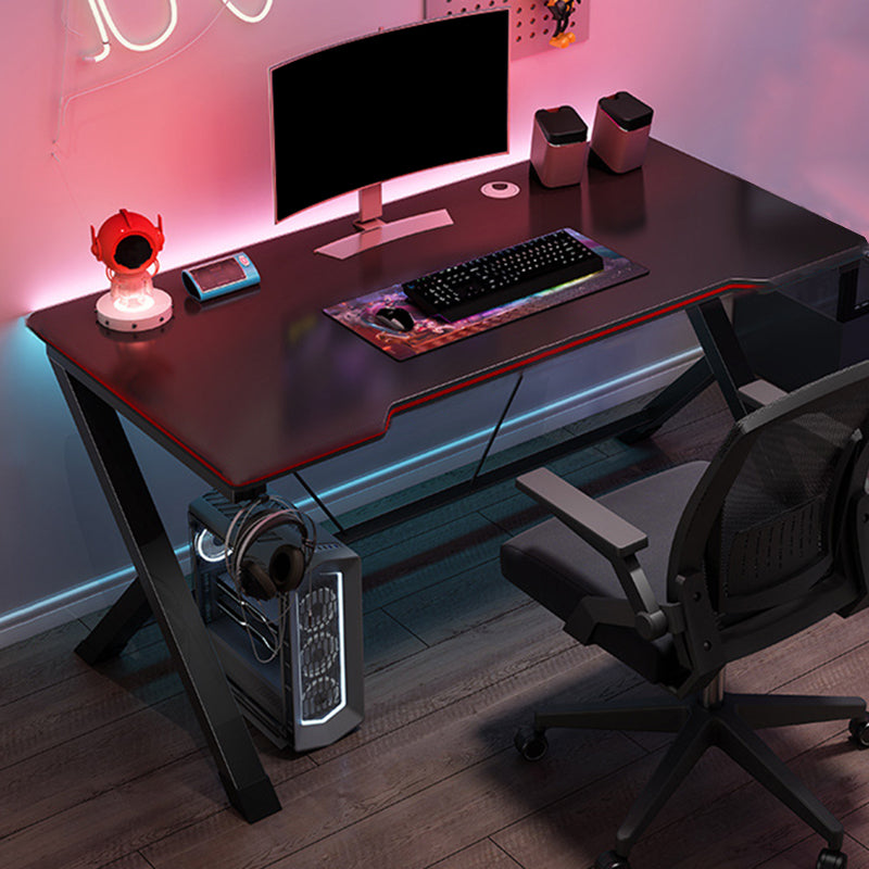 Industrial Freeform Gaming Desk Antique Finish Computer Desk with Steel Legs