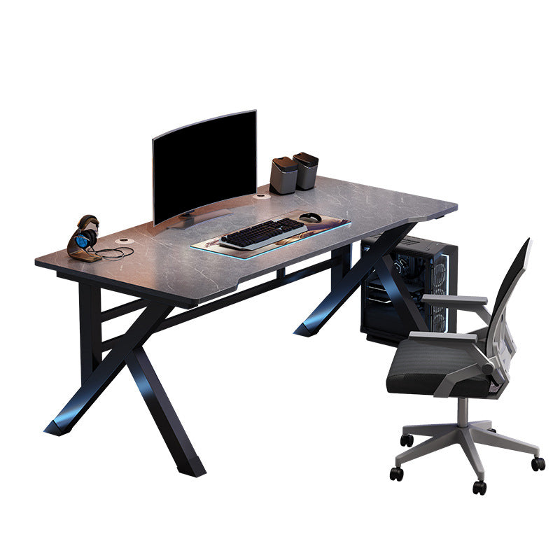 Industrial Freeform Gaming Desk Antique Finish Computer Desk with Steel Legs