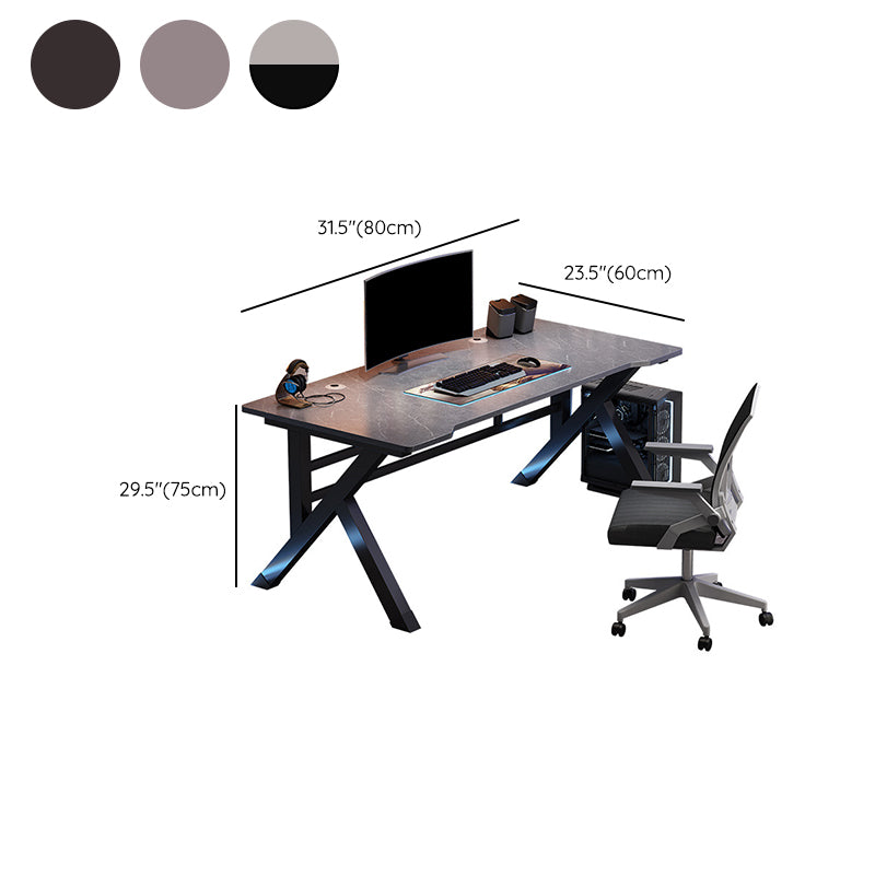 Industrial Freeform Gaming Desk Antique Finish Computer Desk with Steel Legs