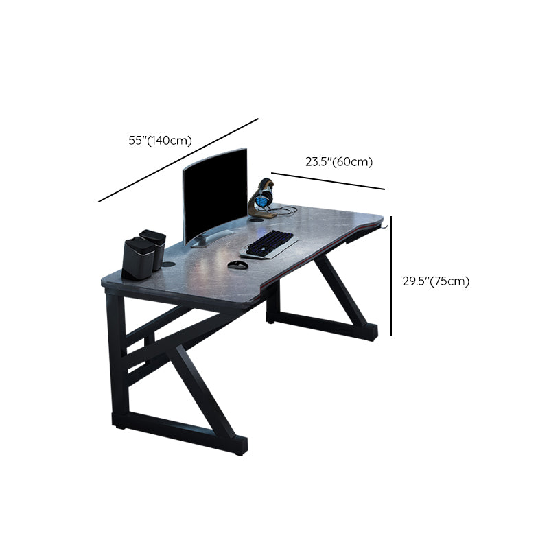 Industrial Freeform Gaming Desk Antique Finish Computer Desk with Steel Legs