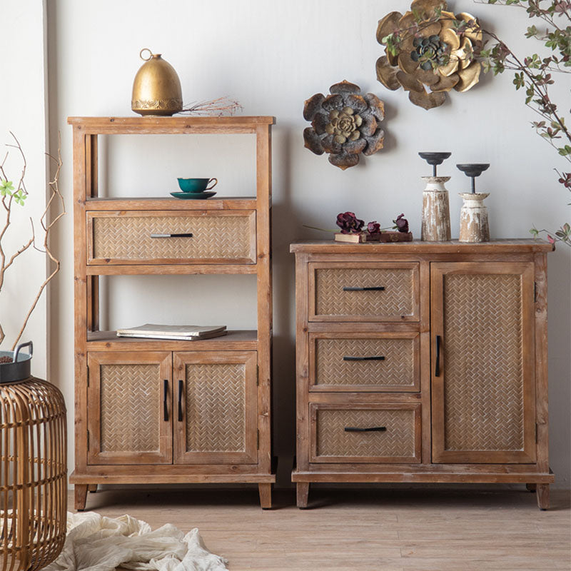 Farmhouse Brown Sideboard Solid Wood Server Table for Dining Room