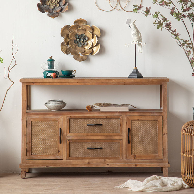 Farmhouse Brown Sideboard Solid Wood Server Table for Dining Room