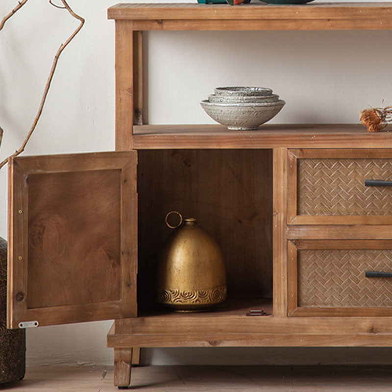 Farmhouse Brown Sideboard Solid Wood Server Table for Dining Room