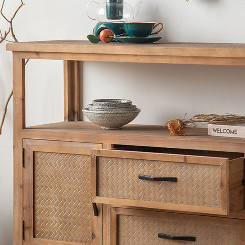 Farmhouse Brown Sideboard Solid Wood Server Table for Dining Room