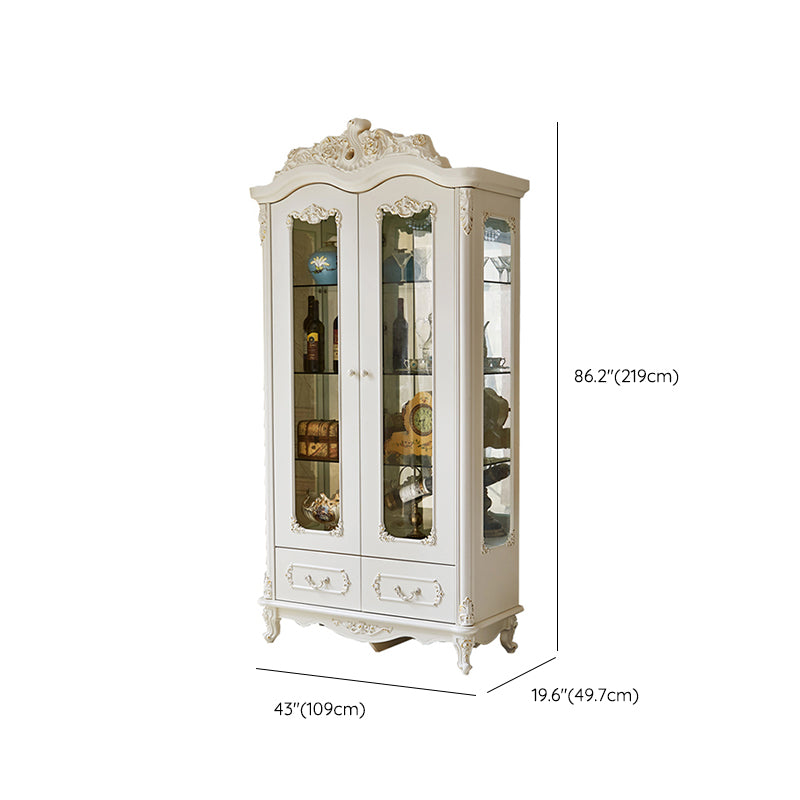 Traditional Curio Cabinet Wood Hutch Cabinet with Doors for Dining Room