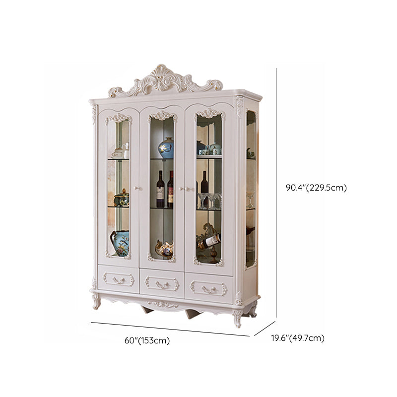 Traditional Curio Cabinet Wood Hutch Cabinet with Doors for Dining Room