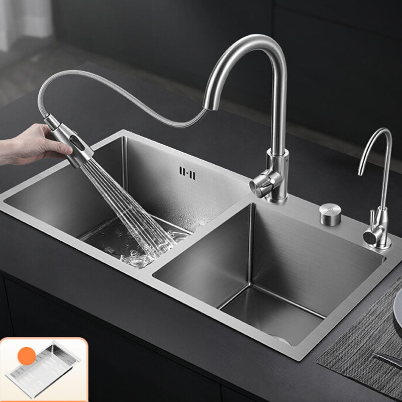 Modern Kitchen Bar Sink Stainless Steel with Drain Assembly Double Basin Kitchen Sink