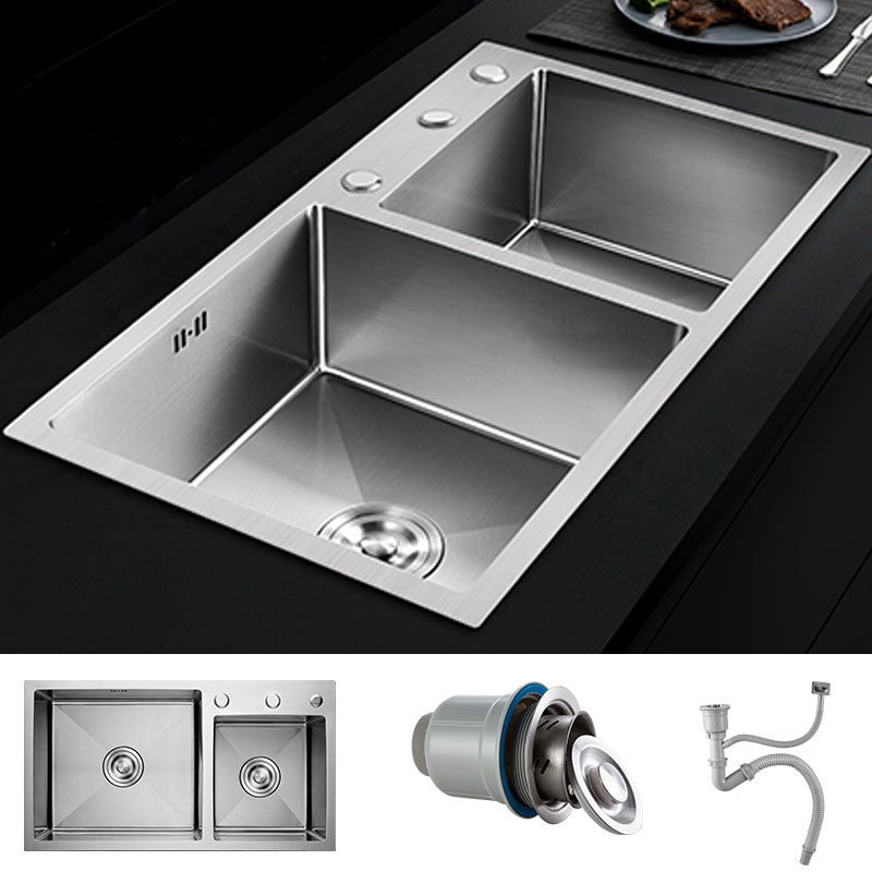 Modern Kitchen Bar Sink Stainless Steel with Drain Assembly Double Basin Kitchen Sink