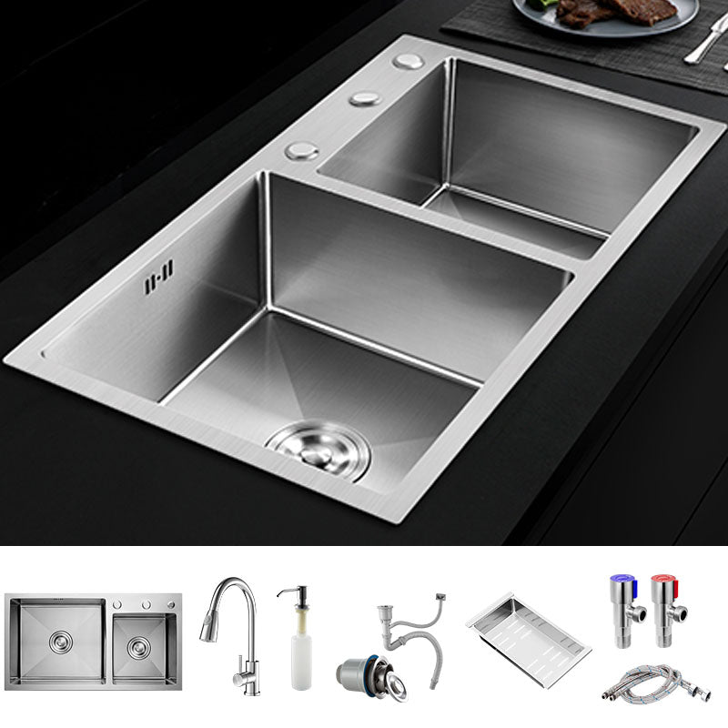 Modern Kitchen Bar Sink Stainless Steel with Drain Assembly Double Basin Kitchen Sink