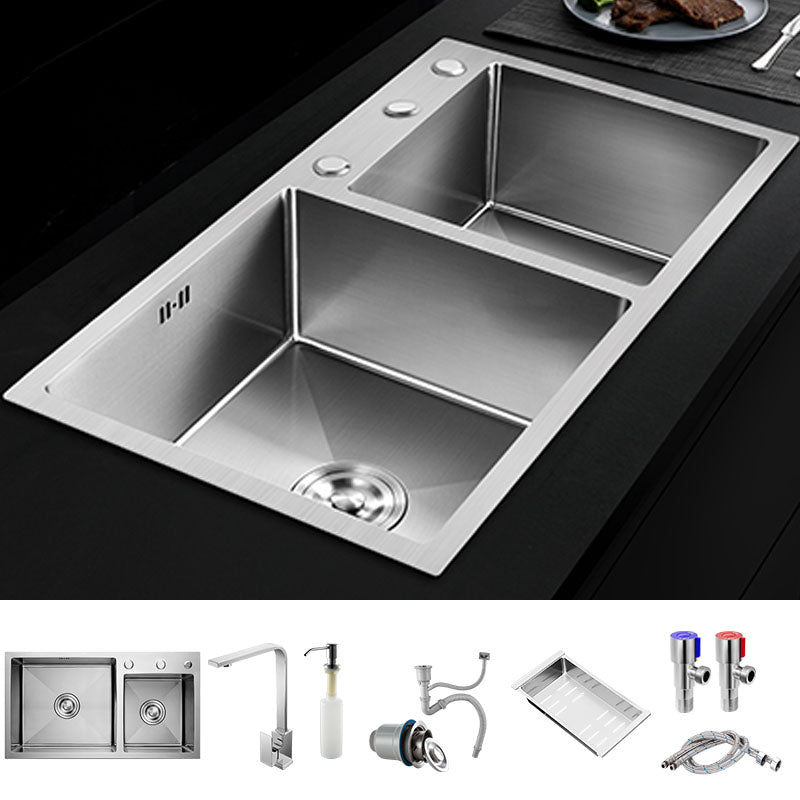 Modern Kitchen Bar Sink Stainless Steel with Drain Assembly Double Basin Kitchen Sink