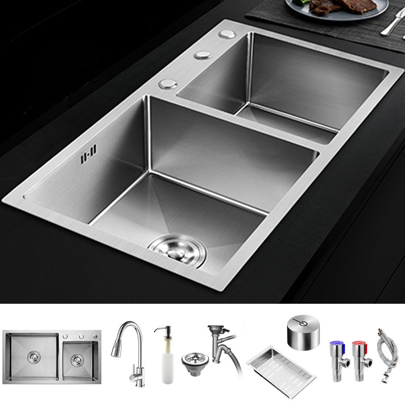 Modern Kitchen Bar Sink Stainless Steel with Drain Assembly Double Basin Kitchen Sink