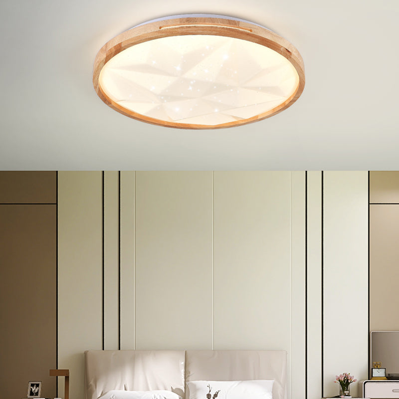 Modern Wooden Flush Mount Lamp Acrylic Shade Led Flush Mount for Bedroom